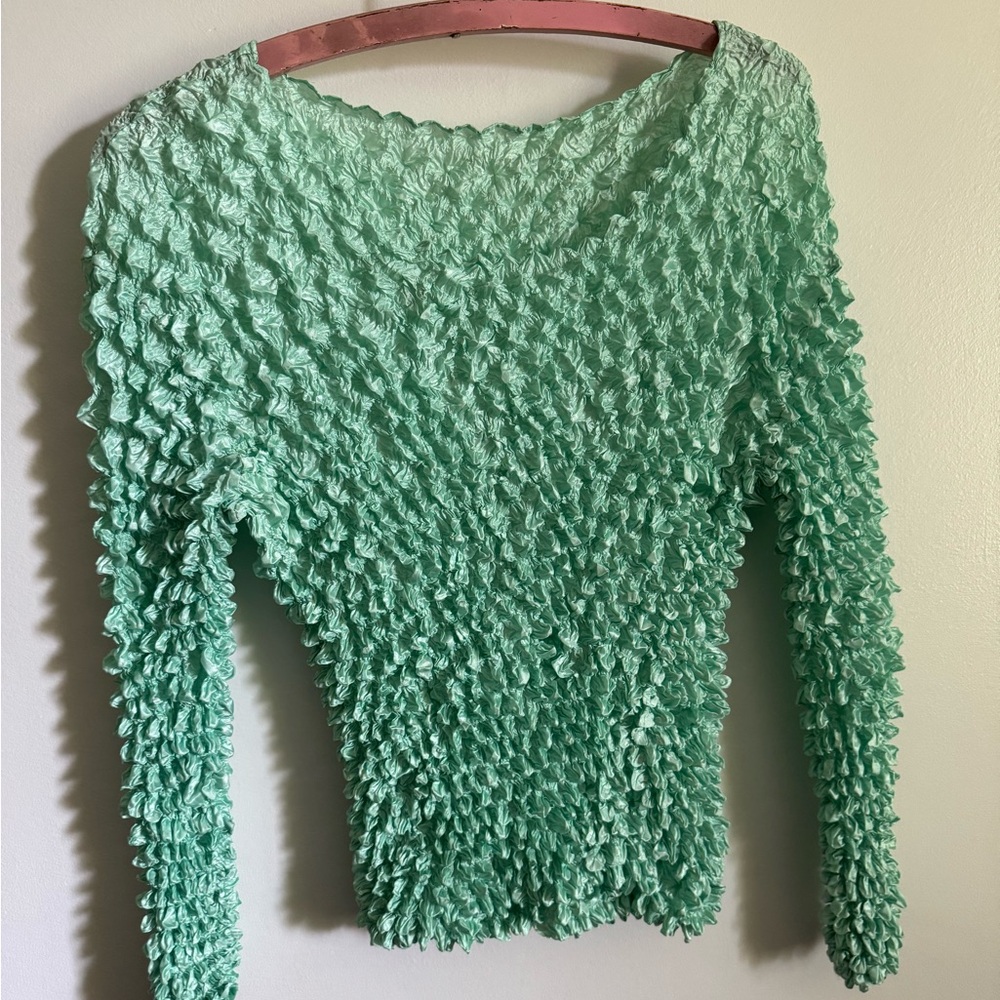 Vintage Pucker OSFM Mint Green Long Sleeve Top